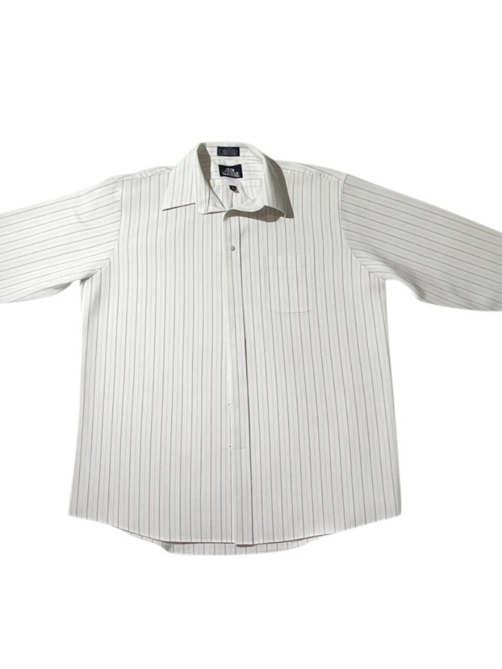 Stafford Men's Dress Shirt 18 23/24 White Pinstripe Long Sleeve Button Front